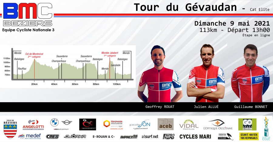 3 coureurs du BMC Béziers au Tour du Gévaudan ce 9 mai 2021