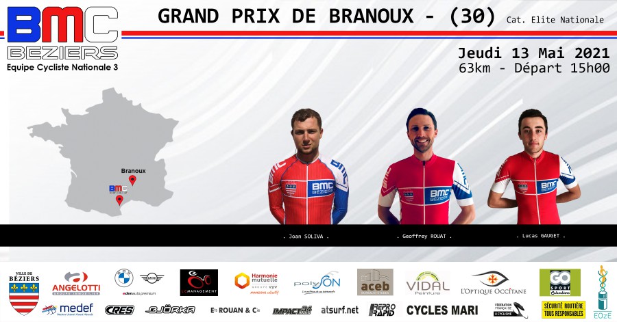 3 coureurs du BMC Béziers au départ du GP de Branoux !