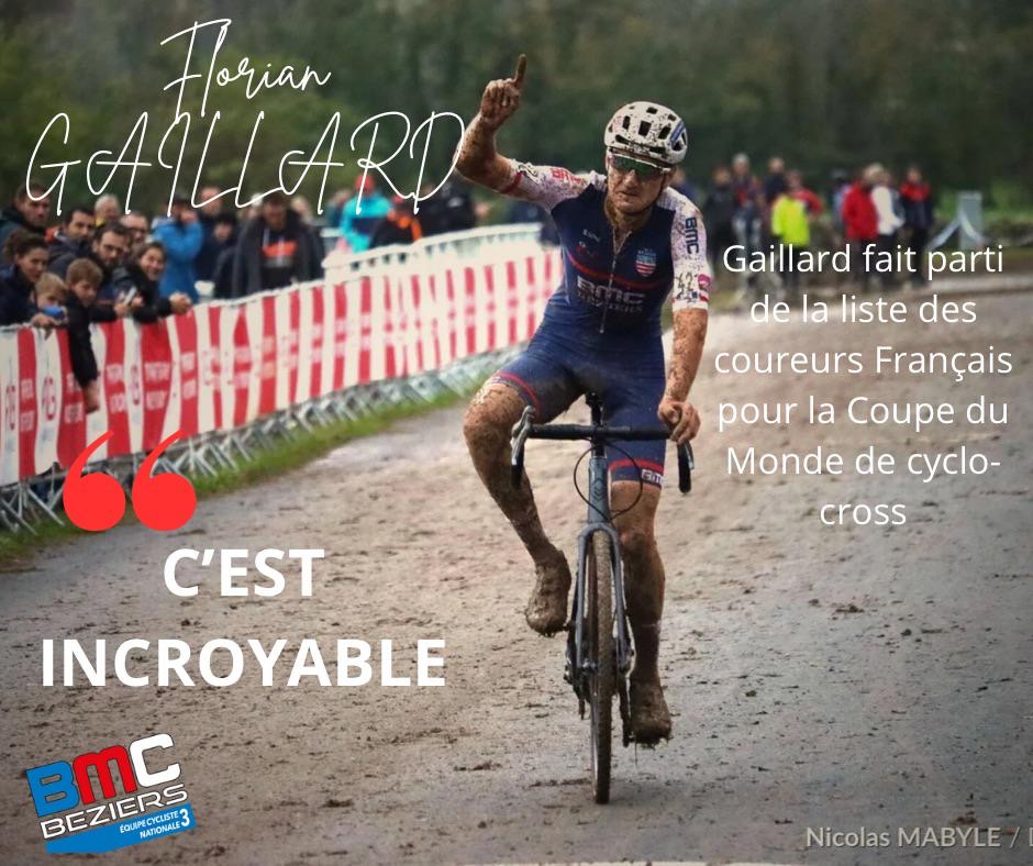 Florian Gaillard, Béziers Méditerranée Cyclisme, sur la coupe du monde de cyclo-cross !
