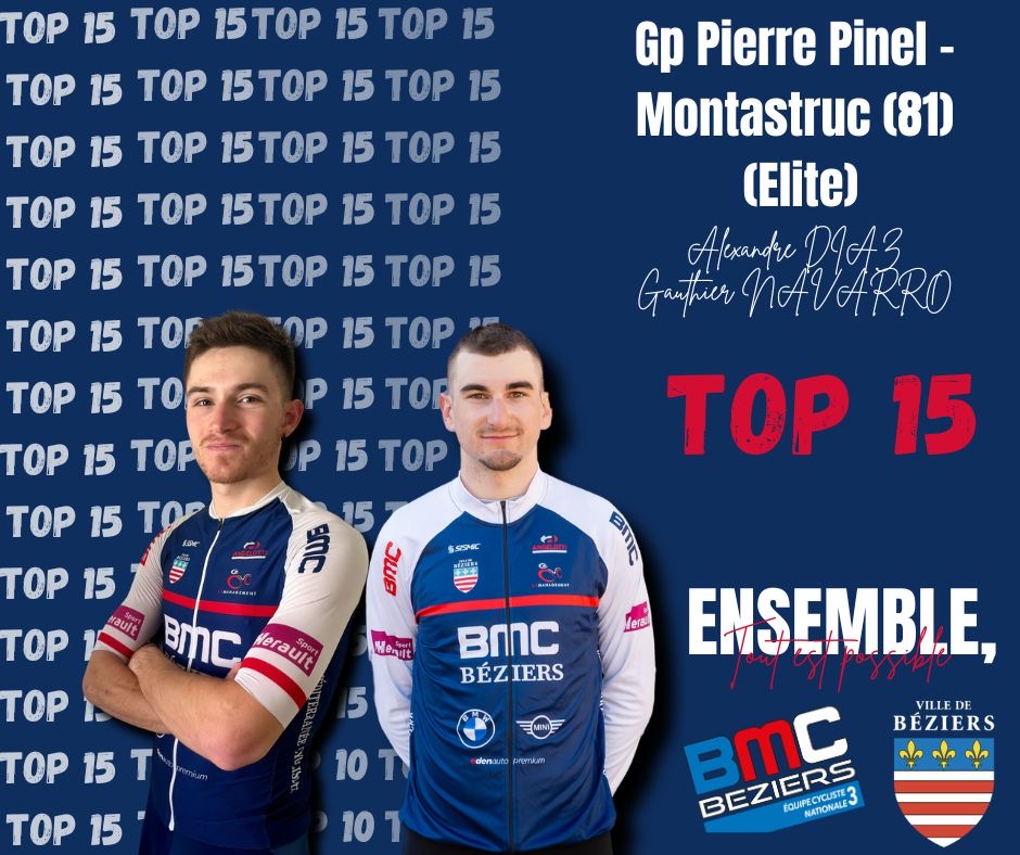 Grand prix Pierre Pinel – Montastruc Elite nationale ! Nos coureurs dans le top 15 ! 