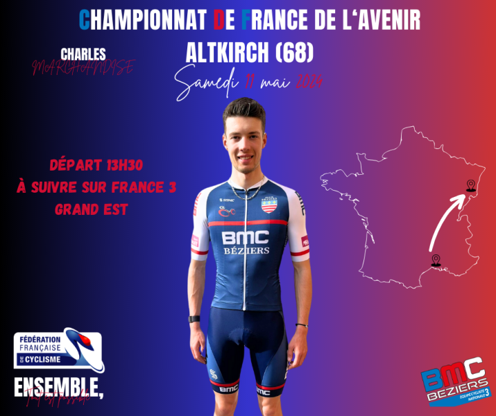 Charles MARCHANDISE sélectionné au championnat de France de l'avenir U23 à Altkirch (Haut-Rhin) !
